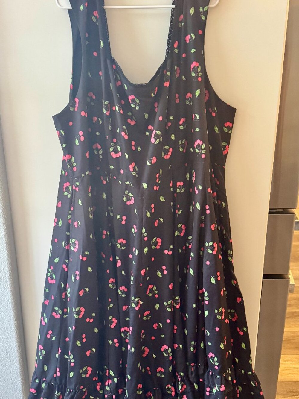 JessaKae Cherry Jam Dress Black Red Ruffle Midi A-Line Swing Plus Size Inclusive